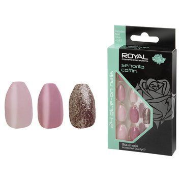 Накладні нігті з клеєм Royal Cosmetics 24 Glue-On Nail Tips "Senorita Coffin" 39269097 фото