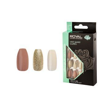 Накладні нігті з клеєм Royal Cosmetics 24 Glue-On Nail Tips "Old Gold Coffin" 39269099 фото