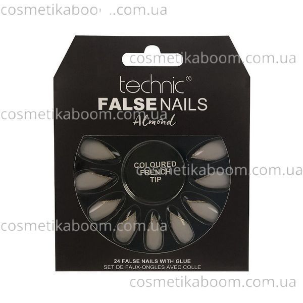 Накладные ногти с клеем Technic Cosmetics False Nails Almond "Coloured French Tip" 43216704 фото