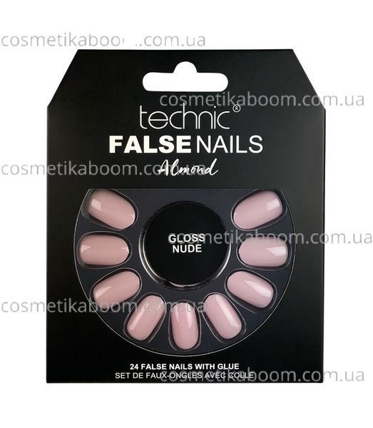 Накладні нігті із клеєм Technic Cosmetics False Nails Almond "Gloss Nude" 1970897 фото