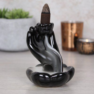 Керамическая подставка для благовоний Hand & Lotus Flower + 6 аромаконусов 25528 фото
