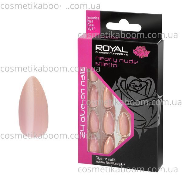 Накладні нігті в комплекті із клеєм Royal Cosmetics 24 Glue-On Nail Tips "Nearly Nude Stiletto" NNAI428 фото Накладні нігті в комплекті із клеєм Royal Cosmetics 24 Glue-On Nail Tips "Nearly Nude Stiletto" NNAI428 фото