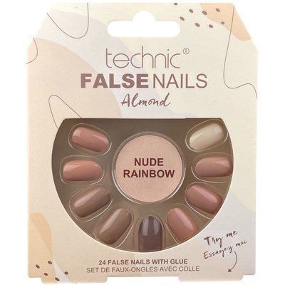 Накладні нігті із клеєм Technic Cosmetics False Nails Almond "Nude Rainbow" 2216695 фото